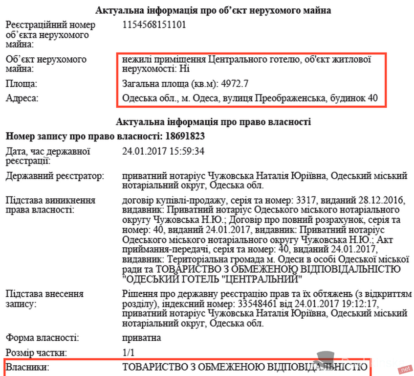 Гостиницу «Центральная» в Одессе продали по заниженной в три раза цене партнеру мэра Труханова и российскому бизнесмену 2 gos2